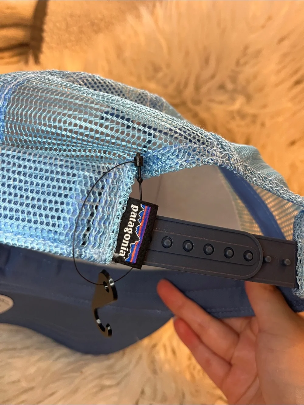 NWT Patagonia Cream and Blue  + Leadville Bright Yellow Trucker Hat Bundle